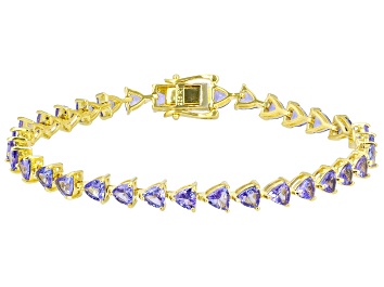 Picture of Blue Tanzanite 18k Yellow Gold Over Sterling Silver Tennis Bracelet 7.92ctw