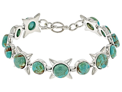 Blue Turquoise Sterling Silver Oxidized Bracelet