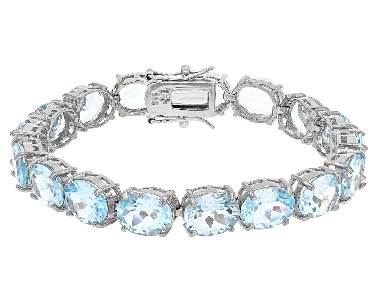 Sky Blue Topaz Rhodium Over Sterling Silver Bracelet 45.00ctw