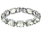 Green Prasiolite Rhodium Over Sterling Silver Tennis Bracelet 54.00ctw