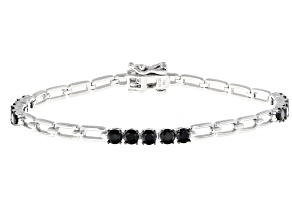 Black Spinel Rhodium Over Sterling Silver Bracelet 2.87ctw