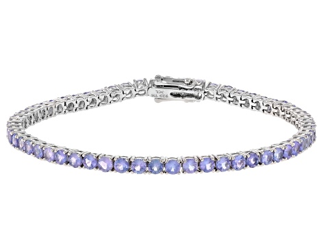 Blue Tanzanite Rhodium Over Sterling Silver Bracelet 6.27ctw