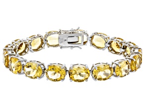 Yellow Citrine Rhodium Over Sterling Silver Bracelet 36.90ctw