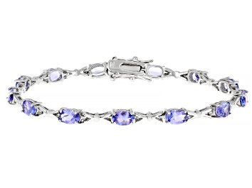 Picture of Blue Tanzanite Rhodium Over Sterling Silver Bracelet 4.30ctw