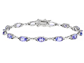 Blue Tanzanite Rhodium Over Sterling Silver Bracelet 4.30ctw