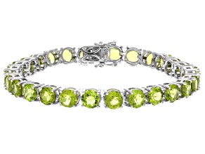Green Peridot Rhodium Over Sterling Silver Bracelet 23.80ctw