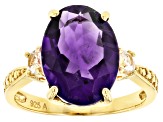 Amethyst 18K Yellow Gold Over Sterling Silver Ring 6.50ctw