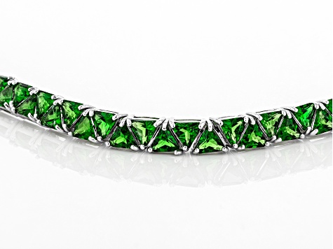 Chrome Diopside Rhodium Over Sterling Silver Tennis Bracelet 12.50ctw