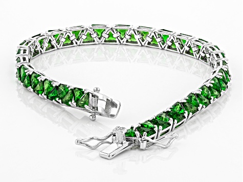 Chrome Diopside Rhodium Over Sterling Silver Tennis Bracelet 12.50ctw