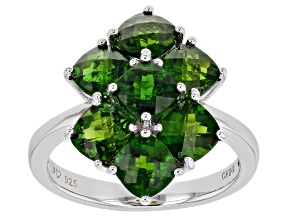 Chrome Diopside Rhodium Over Sterling Silver Ring 3.85ctw