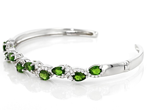 Chrome Diopside Rhodium Over Sterling Silver Cuff Bracelet