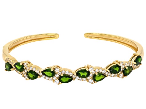 Green Chrome Diopside 18k Yellow Gold Over Sterling Silver Cuff Bracelet 5.25ctw