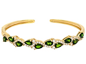 Green Chrome Diopside 18k Yellow Gold Over Sterling Silver Cuff Bracelet 5.25ctw