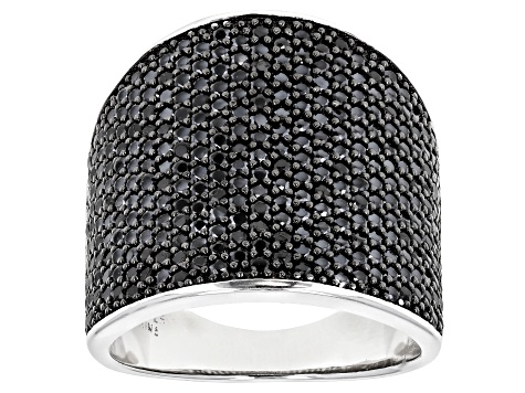 Black Spinel Rhodium Over Sterling Silver Cluster Ring 2.75ctw