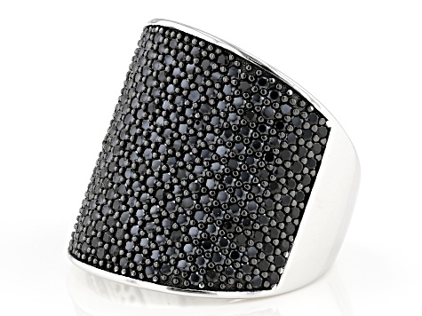 Black Spinel Rhodium Over Sterling Silver Cluster Ring 2.75ctw