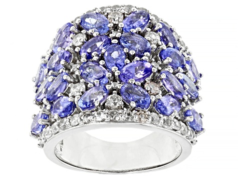 Tanzanite Rhodium Over Sterling Silver Ring 5.75ctw