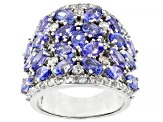 Tanzanite Rhodium Over Sterling Silver Ring 5.75ctw