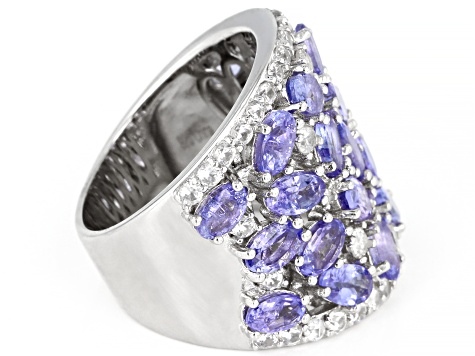 Tanzanite Rhodium Over Sterling Silver Ring 5.75ctw