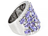 Tanzanite Rhodium Over Sterling Silver Ring 5.75ctw