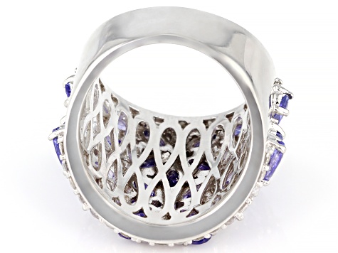 Tanzanite Rhodium Over Sterling Silver Ring 5.75ctw