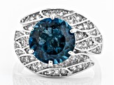 Blue Topaz Rhodium Over Sterling Silver Ring 5.88ctw