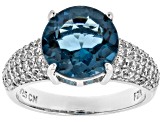 Blue Topaz Rhodium Over Sterling Silver Ring 5.46ctw