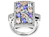 Blue Tanzanite Rhodium Over Sterling Silver Ring 3.27ctw