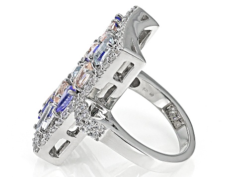 Blue Tanzanite Rhodium Over Sterling Silver Ring 3.27ctw