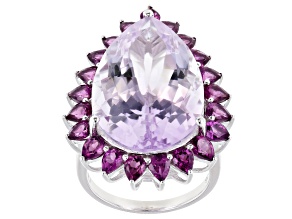 Lavender Amethyst Rhodium Over Sterling Silver Ring 23.90ctw