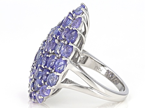 Tanzanite Rhodium Over Sterling Silver Ring 8.07ctw