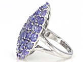 Tanzanite Rhodium Over Sterling Silver Ring 8.07ctw