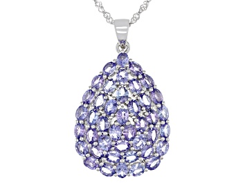 Picture of Tanzanite Rhodium Over Sterling Silver Pendant With Chain 8.00ctw