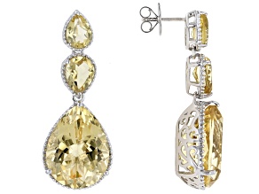 Citrine Rhodium Over Sterling Silver Dangle Earrings 36.24ctw