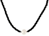 Black Spinel Rhodium Over Sterling Silver Necklace Approximately 50.00ctw
