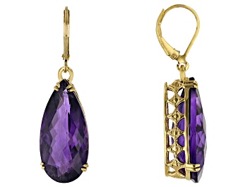 Picture of African Amethyst 18k Yellow Gold Over Sterling Silver Earrings  18.00ctw