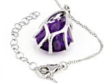 African Amethyst Rhodium Over Sterling Silver Pendant With Chain 17.00ctw