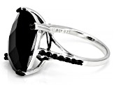 Black Spinel Rhodium Over Sterling Silver Ring 12.26ctw