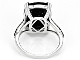 Black Spinel Rhodium Over Sterling Silver Ring 12.26ctw