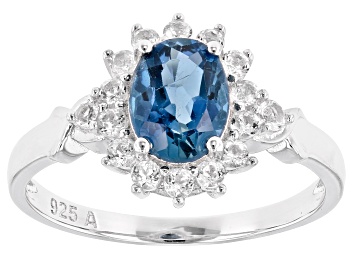 Shinning Women Ring in 925 Sterling Silver with 3.85ctw Dark Blue /& White Topaz