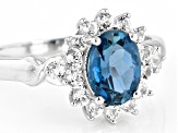 London Blue Topaz Rhodium Over Sterling Silver Ring 2.00ctw