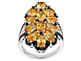 Yellow Citrine Rhodium Over Sterling Silver Ring 5.35ctw