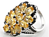 Yellow Citrine Rhodium Over Sterling Silver Ring 5.35ctw