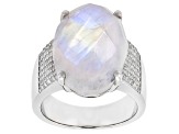 White Moonstone Rhodium Over Sterling Silver Ring