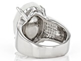 White Moonstone Rhodium Over Sterling Silver Ring