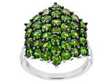 Green Chrome Diopside Rhodium Over Sterling Silver Ring 4.34ctw
