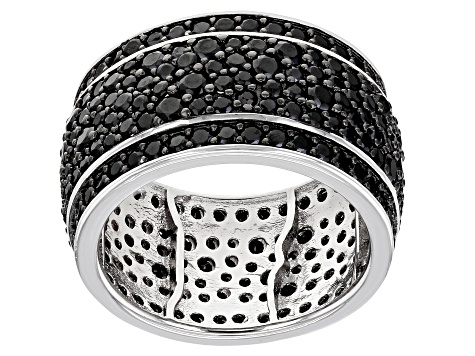 Black Spinel Rhodium Over Silver Ring 3.72ctw