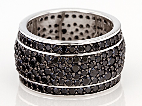 Black Spinel Rhodium Over Silver Ring 3.72ctw