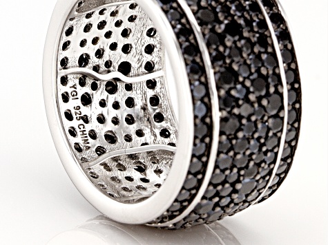 Black Spinel Rhodium Over Silver Ring 3.72ctw