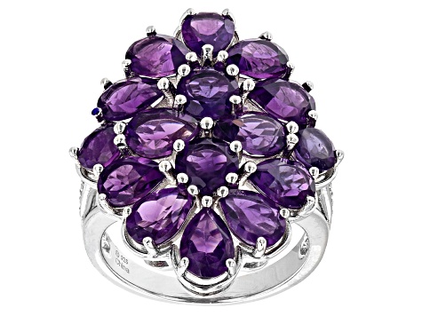 Purple African Amethyst Rhodium Over Sterling Silver Ring 5.10ctw