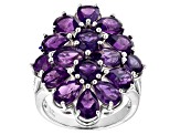 Purple African Amethyst Rhodium Over Sterling Silver Ring 5.10ctw